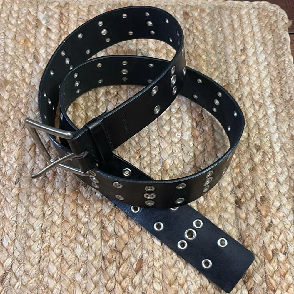 Nine West Y2K Black Triple Grommet Women’s Adjustable Belt - Size XL